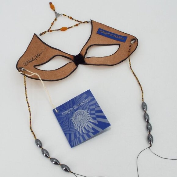 Cirque Du Soleil Leather Beaded Mask Signed Wendy Klein NWT - Picture 6 of 8